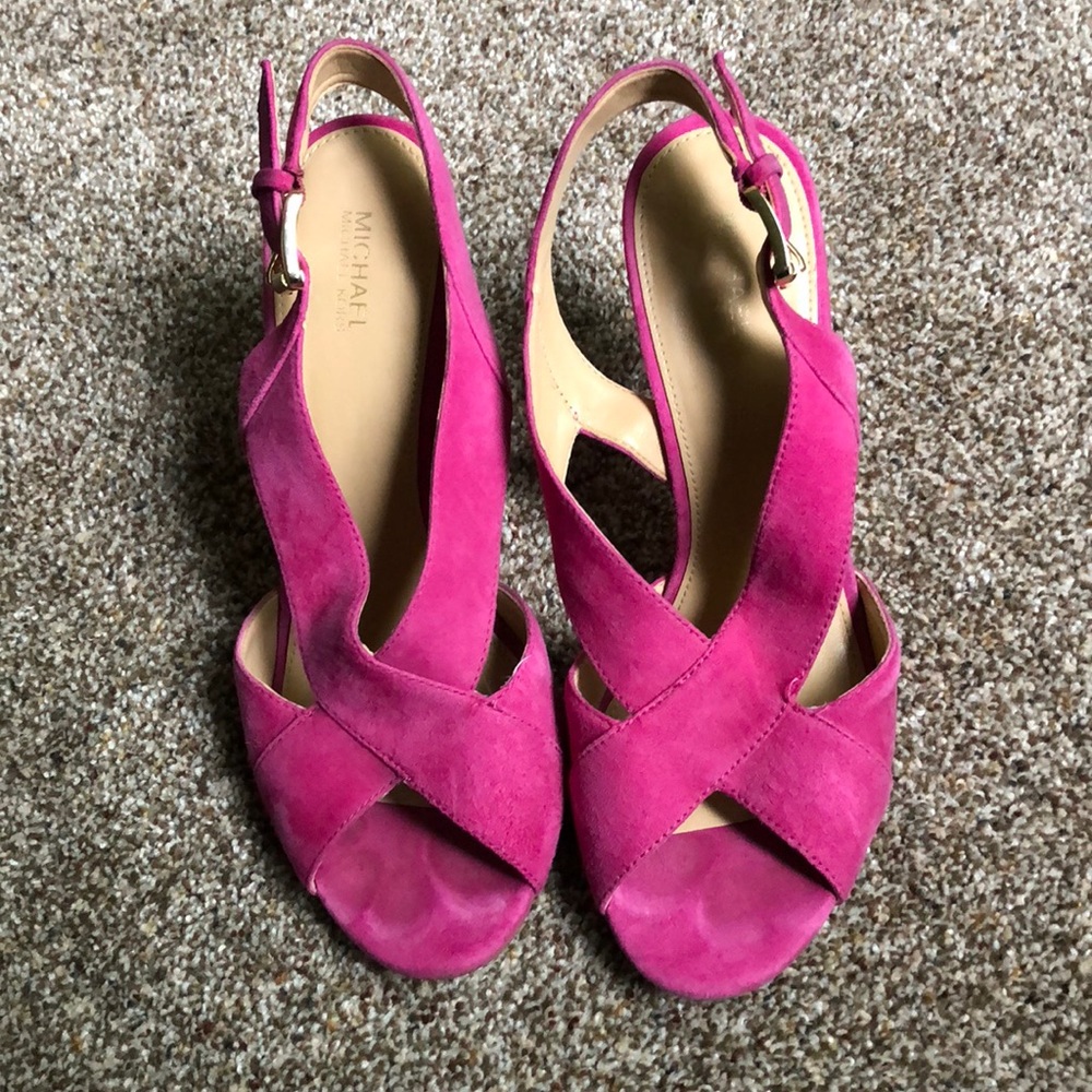 Michael Kors Magenta suede strappy heels